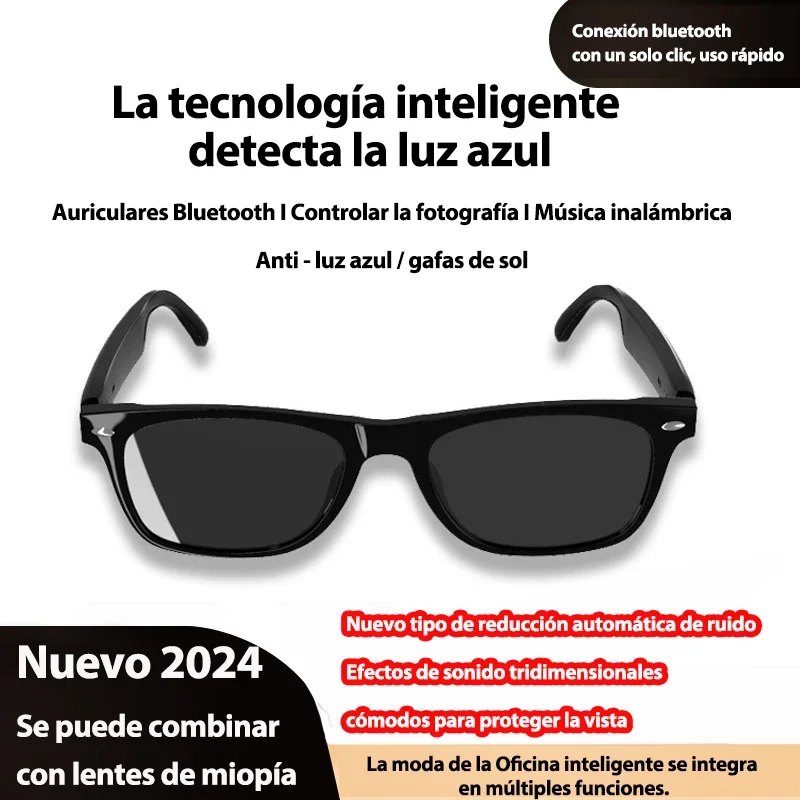 แว่นกันแดดฟังเพลงอัจฉริยะ2024กล้องชุดหูฟังบลูทูธไร้สายหูฟังเสียงไฮไฟแว่นตาสำหรับขับรถโทรแบบแฮนด์ฟรี