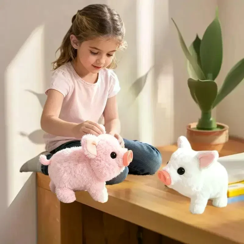 Jouet réaliste en peluche de porcelets électriques simulés, peut marcher des aboiements, jouets électroniques pour animaux de compagnie, cadeaux mignons pour enfants