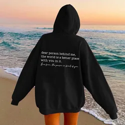 Dear Person Behind Me Hoodie Mental Health Awareness Pullover Vintage Aesthetic Hoodie with Words on Back Unisex Trendy Hoodies