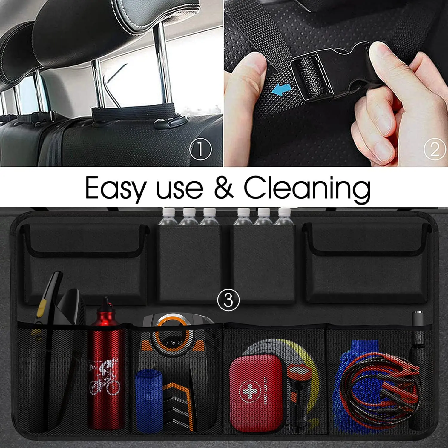 Car Trunk Car Organisers Backseat Hanging Car Organisers with 8 Large Storage Bag Trunk Organizer for SUV Truck Space Saving Exp