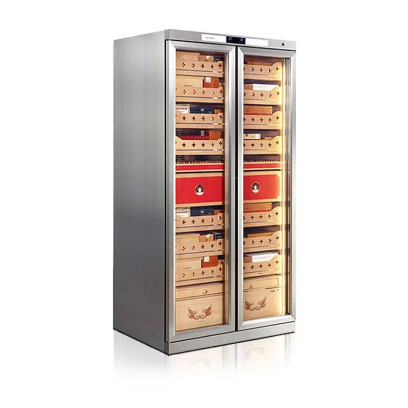 Double Door Stainless Steel Cigar Humidor | Factory Direct, Anti-Fingerprint, Climate-Controlled Cabinet