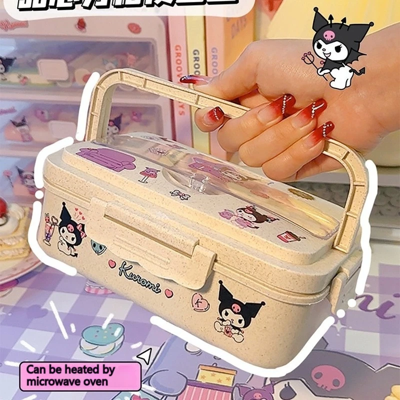 Miniso Sanrio Kawaii Cinnamoroll Kuromi My Melody Cartoon  Cute Heatable Student Lunch Box Large Capacity Eco-Friendly Bento Box