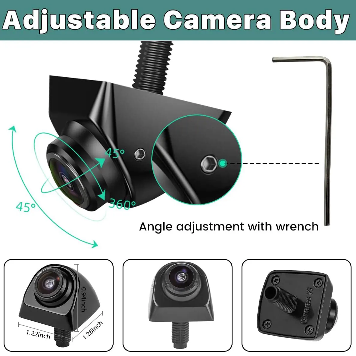 AHD 1080P Backup Camera with Monitors Radio Supporting AHD 25 HZ/PAL Video Signal, GreenYi Reverse Rear/Front/Side View Camera