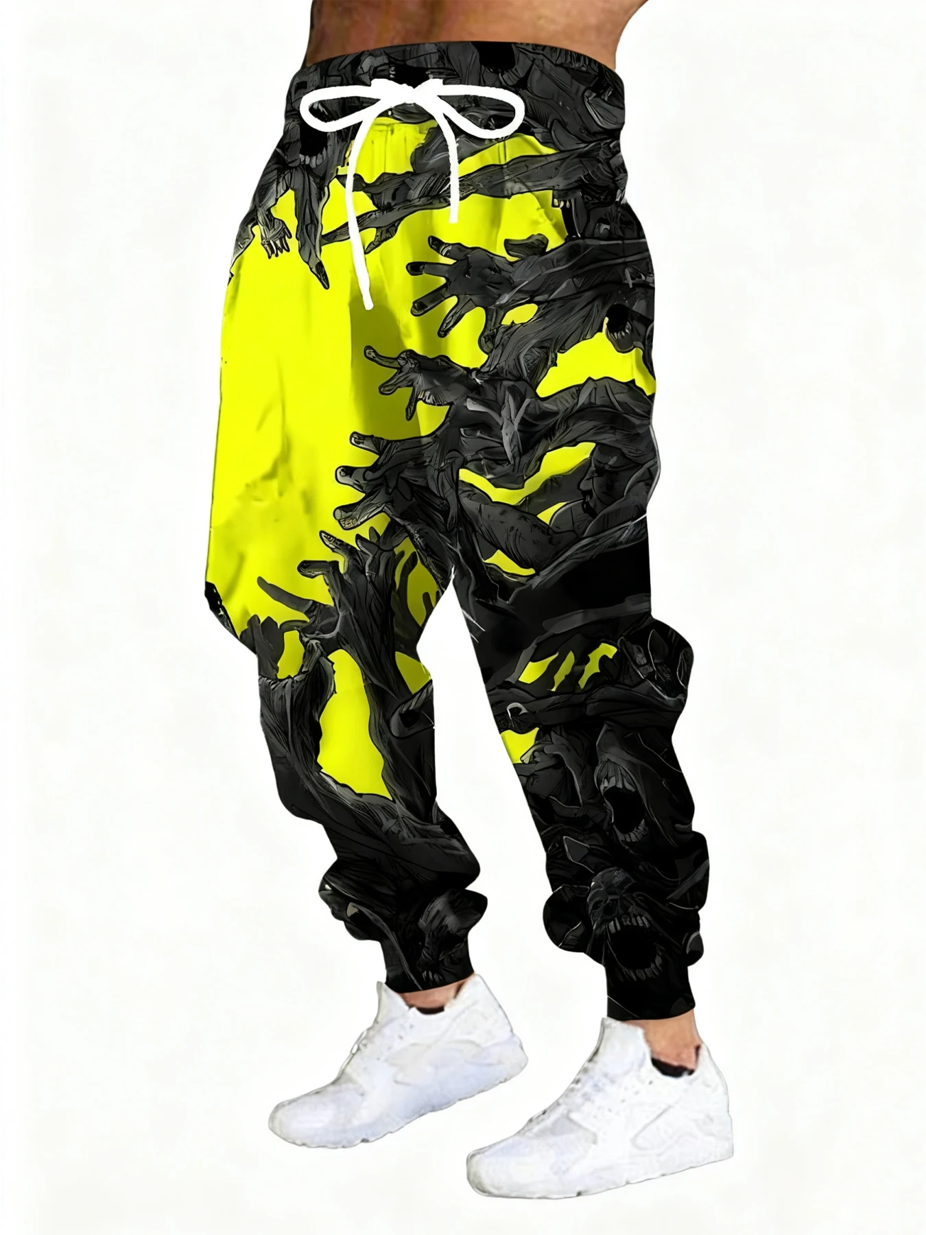 

New Men's 3D Zombie Print Casual Pants Outdoor Breathable Athletic Pants Stylish Drawstring Streetwear Trousers Mens Cuffed Pant