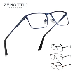 ZENOTTIC 2023 Men Titanium Alloy Optical Glasses Frame Fashion Male Square Eyewear Ultralight Metal Non-Prescription Eyeglasses