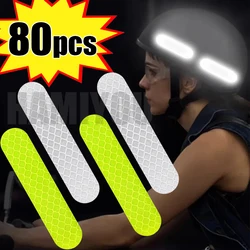 80-10PCS Helmet Safety Warning Reflective Stickers Strip Waterproof High Visibility Reflector Tape For Night Riding Walking Car