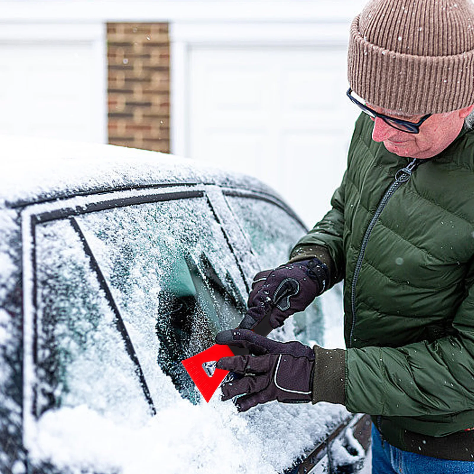 

2pcs Ice Windshield Scraper Plastic Snow Removal Tool Compact Lightweight Automotive Winter Accessories Car Rearview Scraper