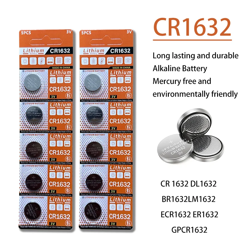 

5-100pcs CR1632 Buct Battles LM1632 BR1632 ECR1632 Litho Battery 3V CR 1632 Litho Button Battery for Remote Key Watch Cars