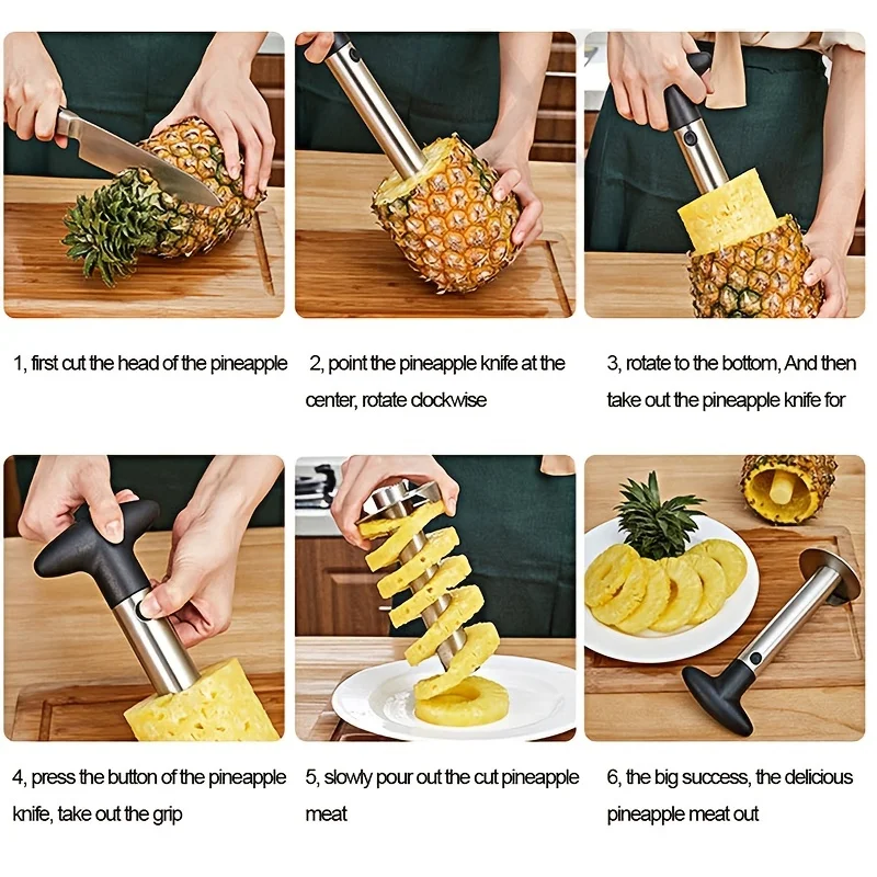 Pineapple peeler, pineapple knife, easy to core and slice pineapple with stainless steel pineapple corer and slicer