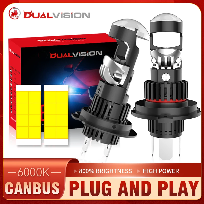 Bullvision H7 Bi LED Headlight Mini Lens Canbus 16PCS 7055 CSP H11 H8 H9 9005 HB3 9006 HB4 1:1 Size Auto Light Plug&Play 12V 24V