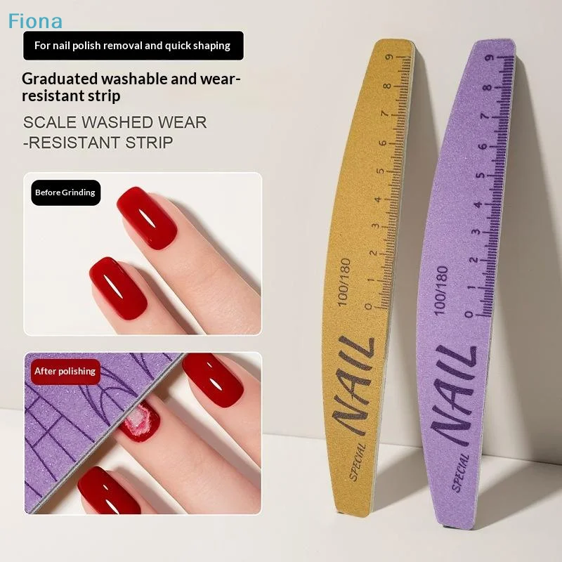 ✔5Pcs Nail File Set With Scale Nail Art Double-sided 100/180 Grit Nail File Grinding Sanding Buffer Buffing Manicure Tool