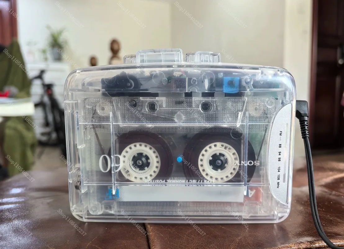 

Portable retro tape player transparent walkman earphones radio cassette player English listening player gift