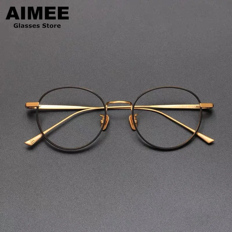 Japanese Design Pure Titanium Round Optical Glasses Frame Men Prescription Eyeglasses Women Myopia Reading Eyewear GAFA GMS845