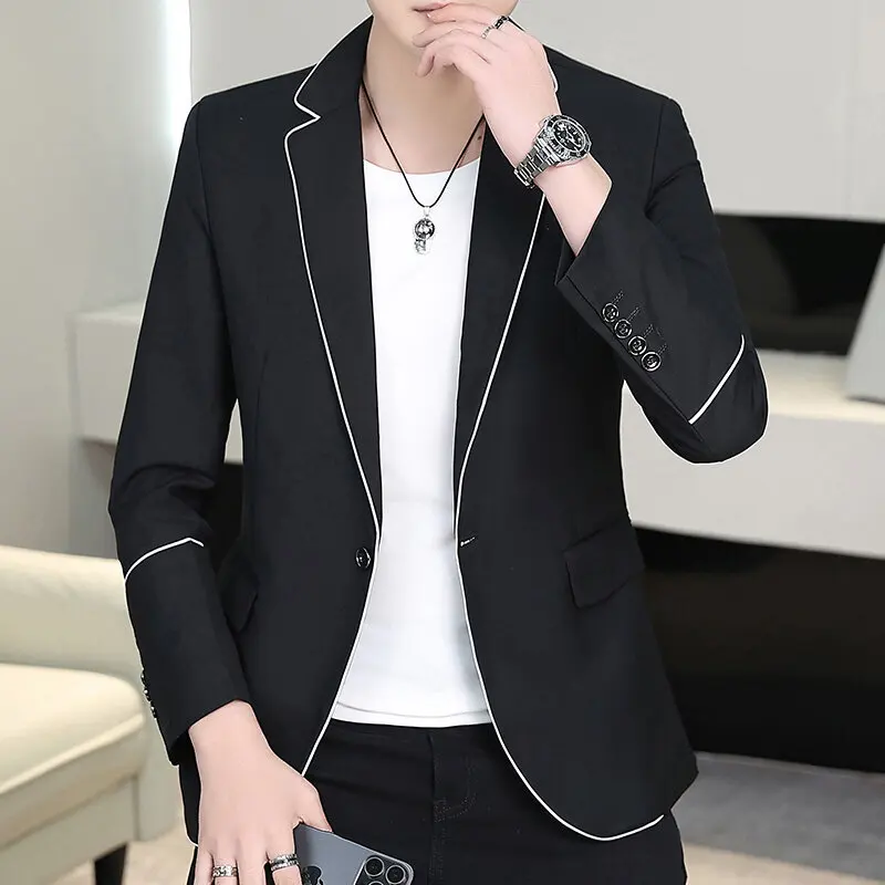 2025 Spring Casual Suit Jackets Men Slim Fit Business Social Hairstylist Blazers Solid Color Street Wear Social Jacket