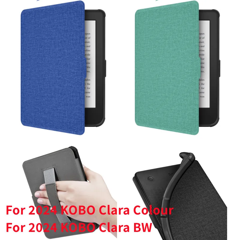 

Smart Case for Kobo Clara Colour 2024 ERader Magnetic Funda Soft TPU Back Cover for Kobo Clara BW 2E 6'' Ebook HandStrap Cover