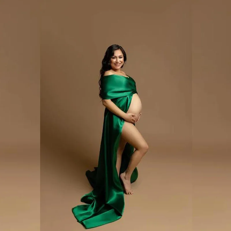 

Satin Silky Wrap Fabric maternity dresses photoshoot vestidos para embarazadas платье для беременных baby shower فساتين حوامل