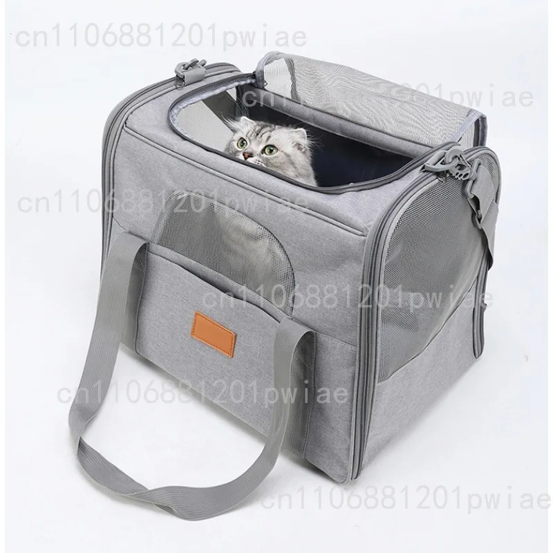 Foldable Cat Carrier Bag With Safety Zippers - Perfect For Small Dogs, Puppies, And Medium Cats