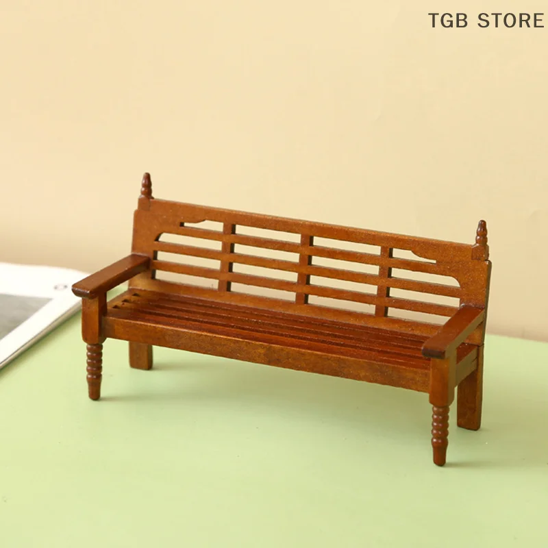 

1Pcs DollHouse Mini Wooden Ornaments Benches Props Doll House Cartoon Bench Ornaments