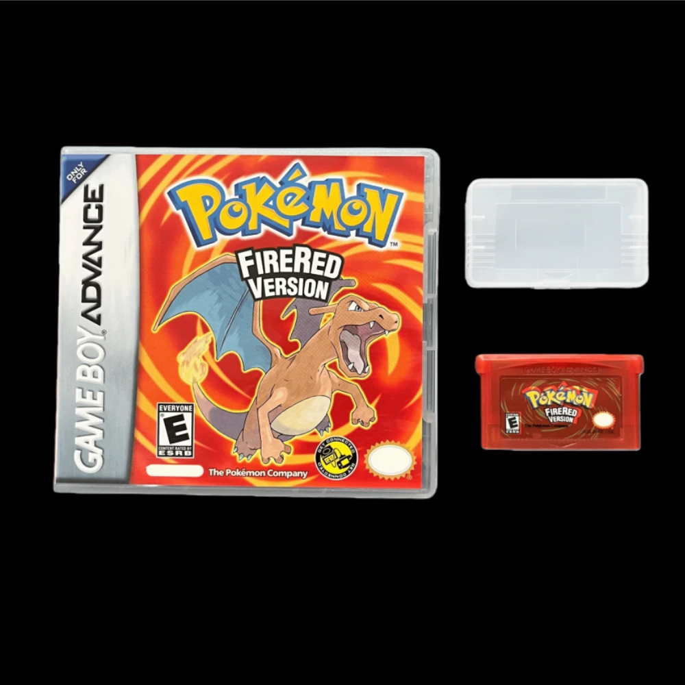 Novo cartucho de videogame de 32 bits série pokemon esmeralda firered leafgreen rubi safira 5 versões jogo em caixa para gba sem manual