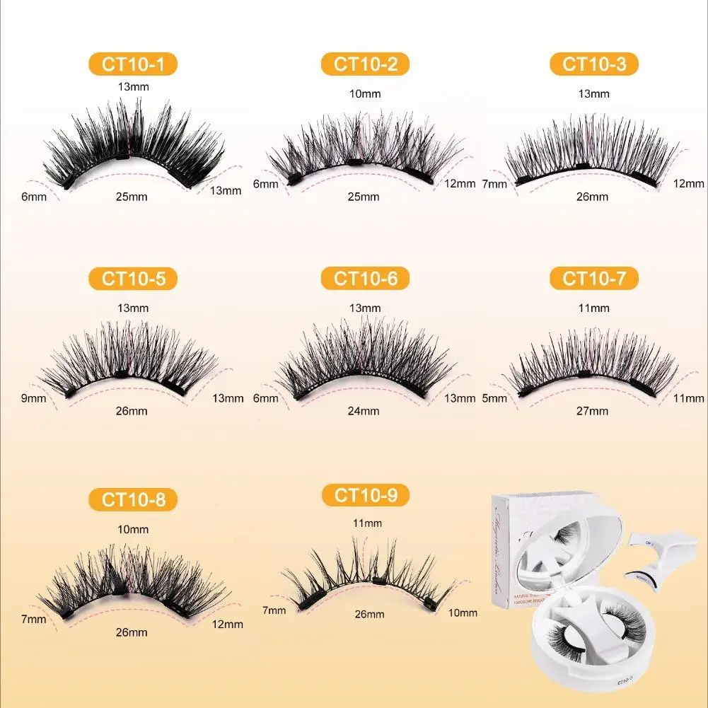 1pcs 3D Dense Magnetic Eyelashes Strong Magnet No Glue False Eyelash Set Reusable Multipack False Eyelashes Kit Easy Wear Makeup