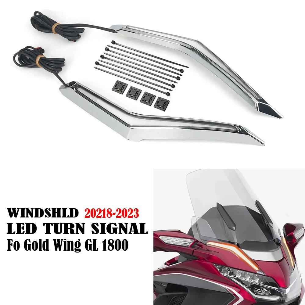 

For Honda Gold Wing GL 1800 GL1800 Tour DCT Airbag 2018-2023 Motorcycle Strike Windshield Trim Lamp Turn Signal Brake LED Light