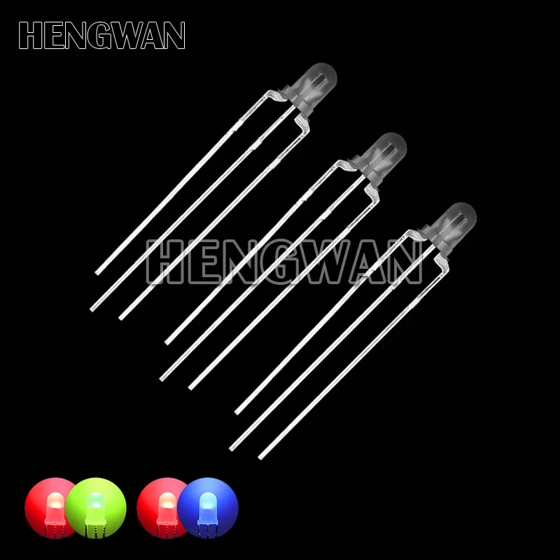 50pcs F3 3MM Round Clear / Fog Two Color Common Anode / Cathode LED Red & Green Red & Blue Bi-Color 3 Pins Light Emitting Diode