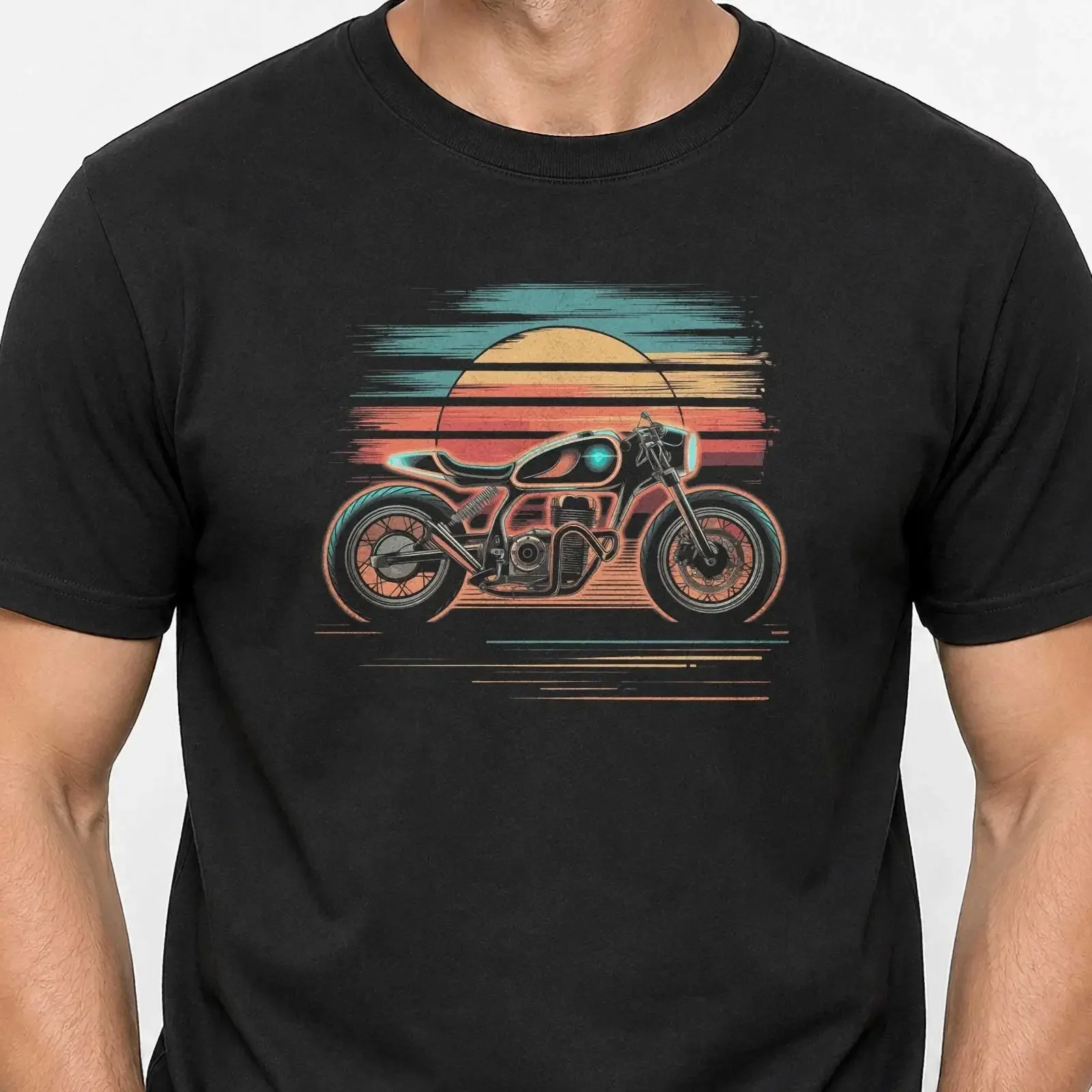 Vintage Motorrad T Shirt Retro Sunset Biker Cafe Racer Sonnenuntergang vintage Washed streetwear Unisex graphic Comfortable