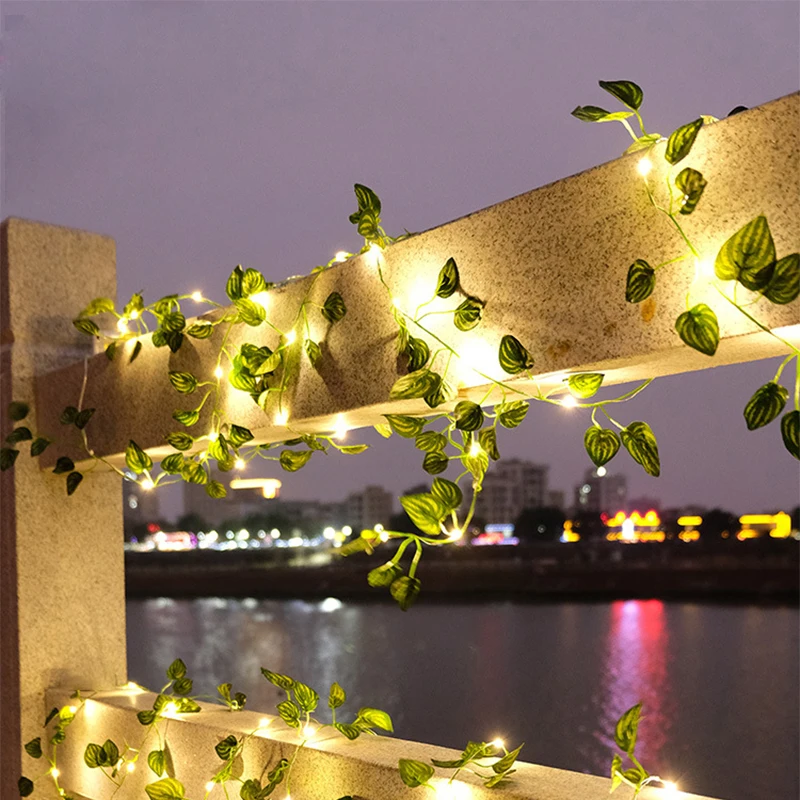 10m 100led Solar String Fairy Lights Outdoor Waterproof Ivy Lights LED foglia d'acero artificiale natale per la decorazione del giardino