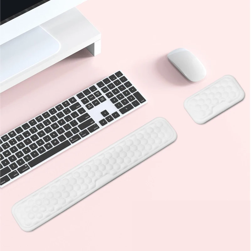 ที่รองข้อมือสำหรับคีย์บอร์ดและเมาส์ คอมพิวเตอร์ ออกแบบตามหลักสรีรศาสตร์ ทำจาก PU รองรับข้อมืออย่างนุ่มสบาย พร้อมเมมโมรี่โฟม สำหรับวางแขนบนโต๊ะทำงาน รองรับฝ่ามือและมือ เหมาะสำหรับสำนักงาน