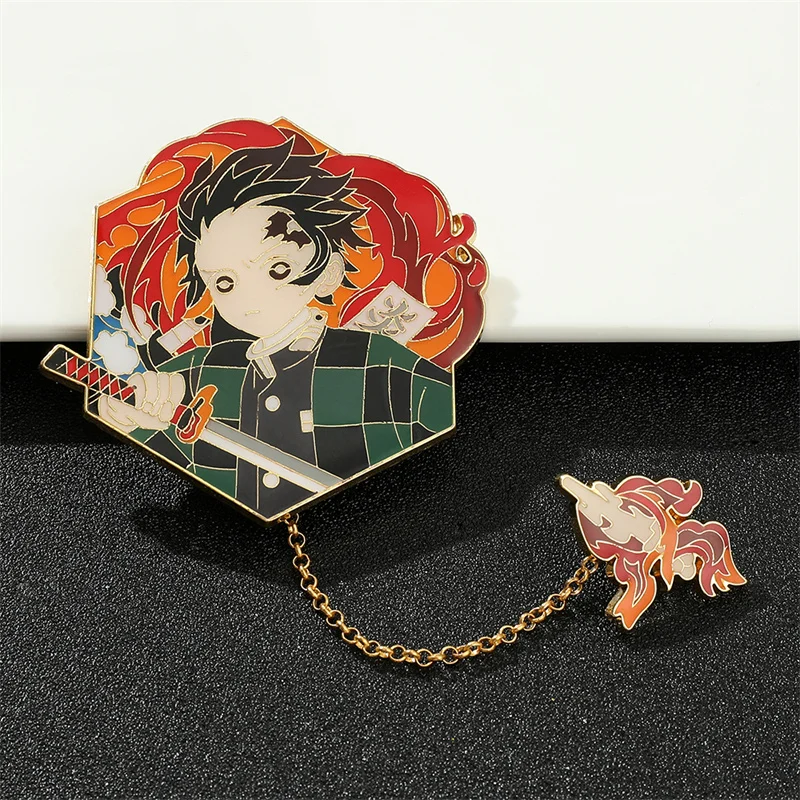 Japanese Anime Manga Demon Slayer Hard Enamel Pins Badge Cartoon Character Badge Kimetsu No Yaiba Brooch Backpack Badge view 3