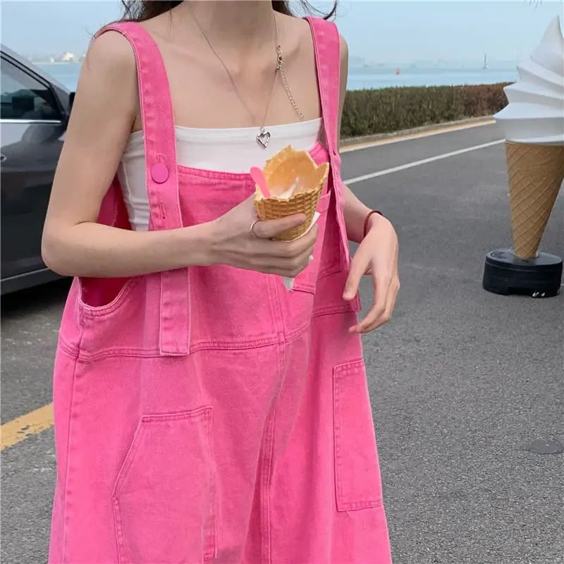 Robes en jean femmes sans manches Simple tout-match pur Style coréen étudiants décontracté quotidien Streetwear rétro été ample populaire