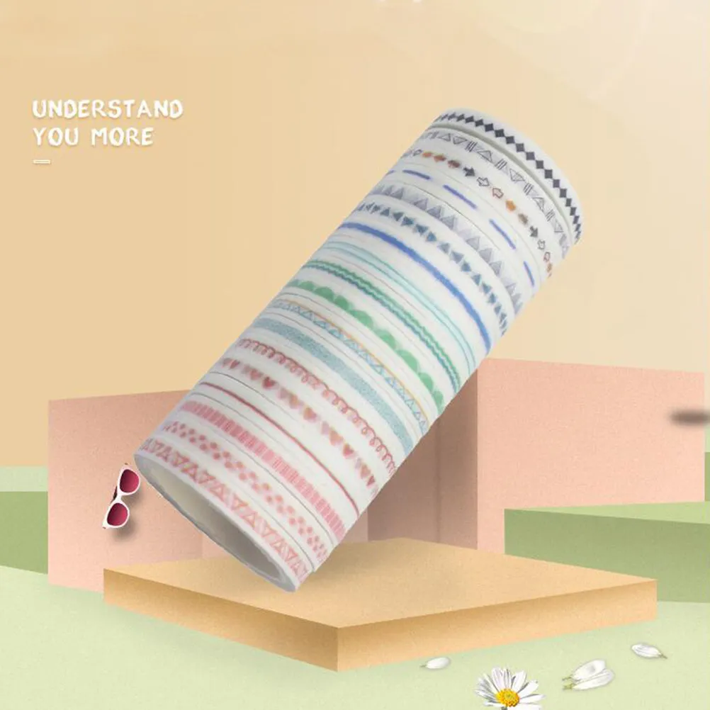 18 Rolls Border Stripe Decorative Paper Tape Creative Patterns for DIY Scrapbooking Photo Album Diary Sticker Craft Decoration