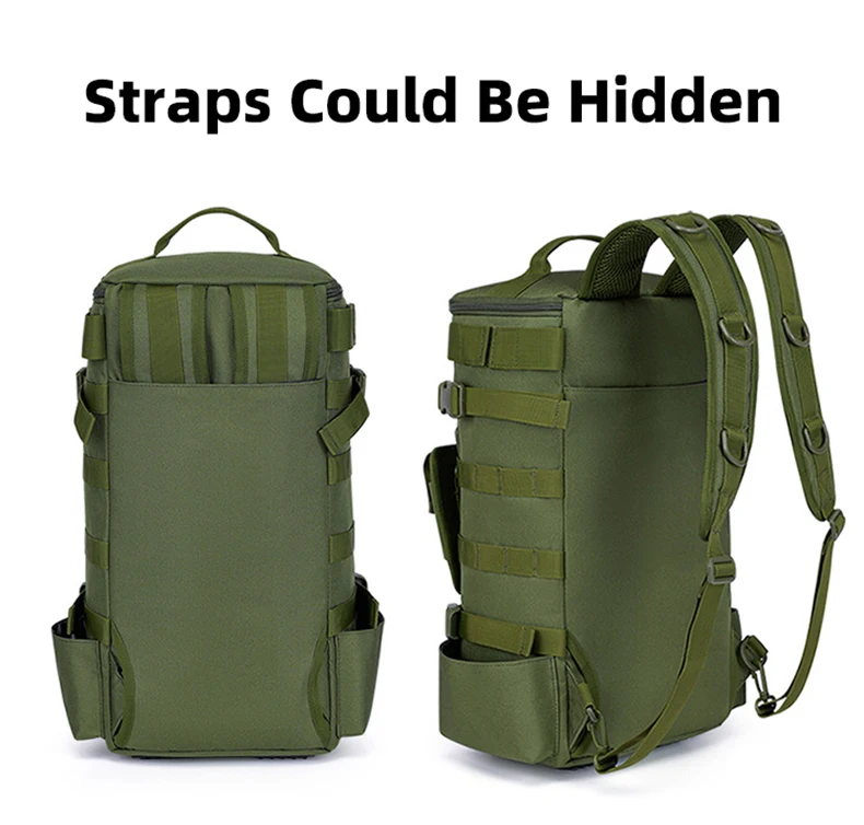 Taktischer Angelrucksack, Tackle-Tasche mit Rutenhaltern, Aufbewahrung von Fischgeräten, Molle, Camping, Wandern, Outdoor, multifunktionale Tasche – Detail 6