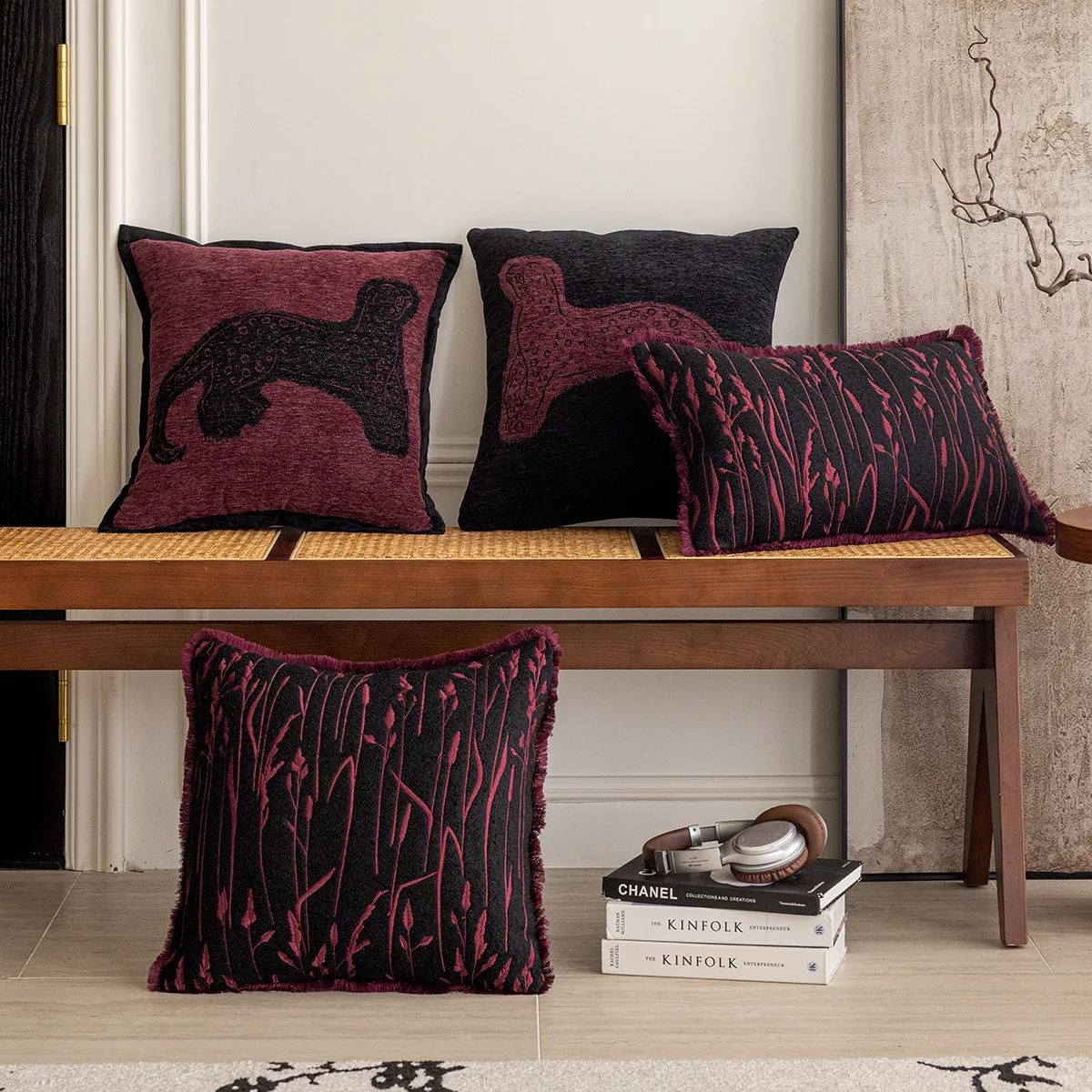 Mid Ancient Style Luxury Sofa Cushion Cover 45x45 Maillard Retro Purple Home Decoration Living Room Bed Nordic Throw Pillow Case
