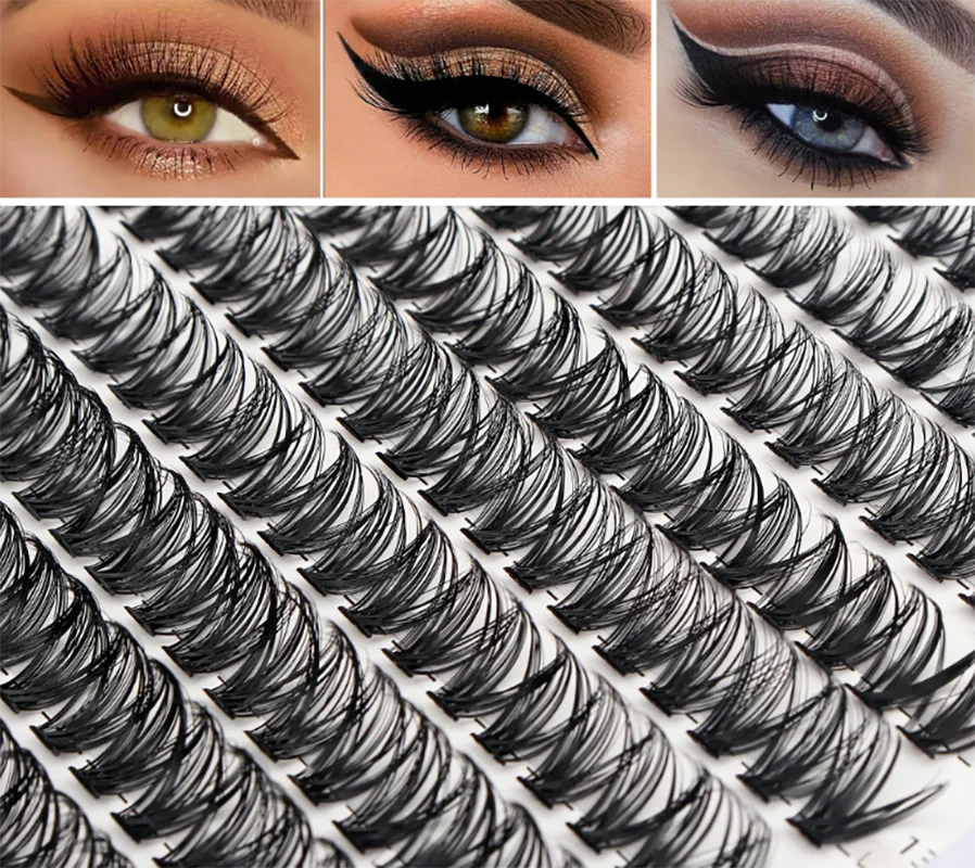 14 rows of D-curve large capacity grafting false eyelashes 30P/40P single cluster mixed natural dense segmented false eyelashes