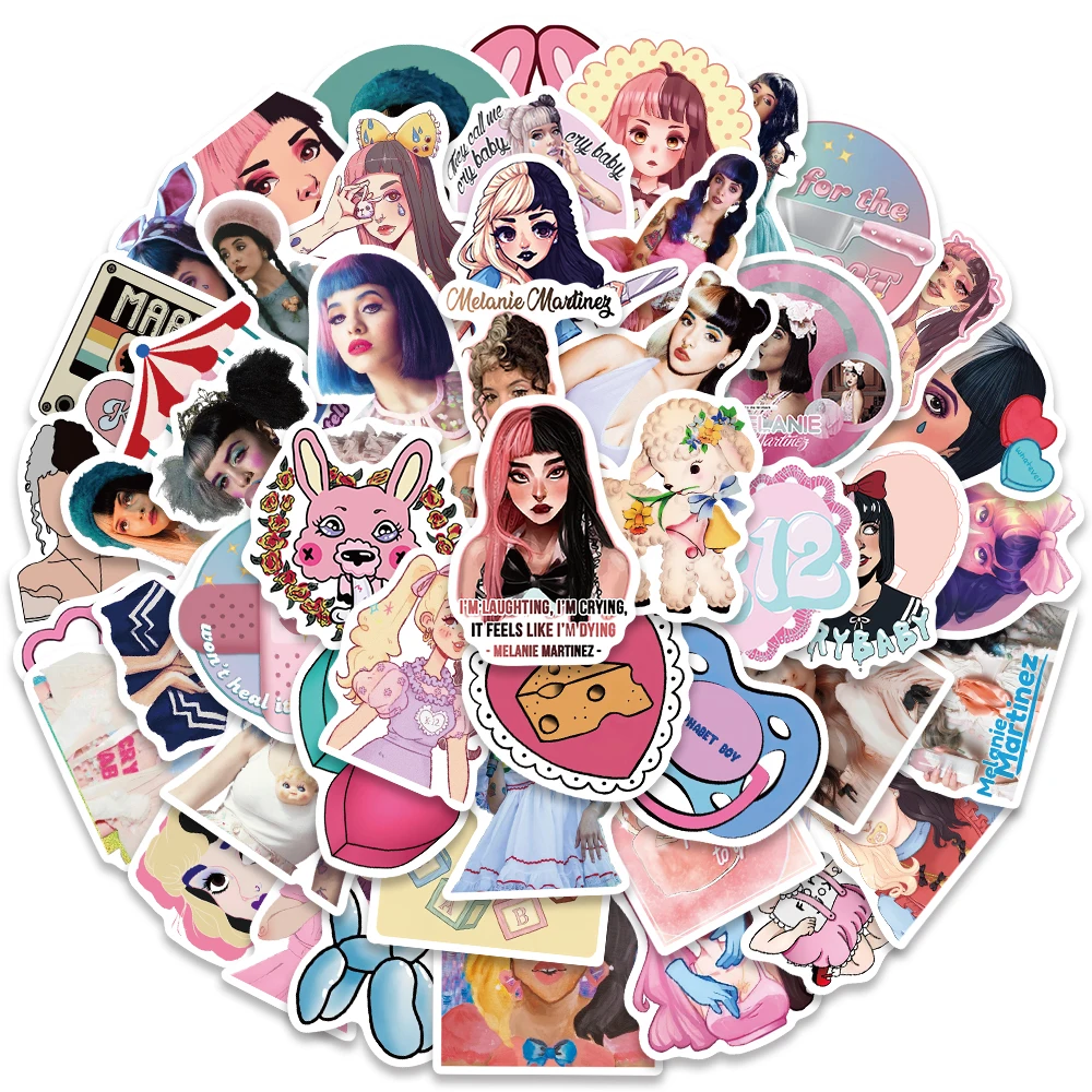 50pcs Hot Singer Melanie Martinez Stickers Cartoon Graffiti Decals For Water Bottle Laptop Luggage Skateboard Scrapbook Stickers