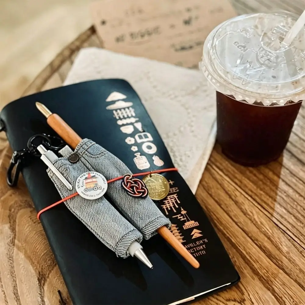 Pocket Pen Organizer Denim Pen Holder Denim Jean Pants Pencil Holder Charm Vintage Style Elastic Strap Planner Clip