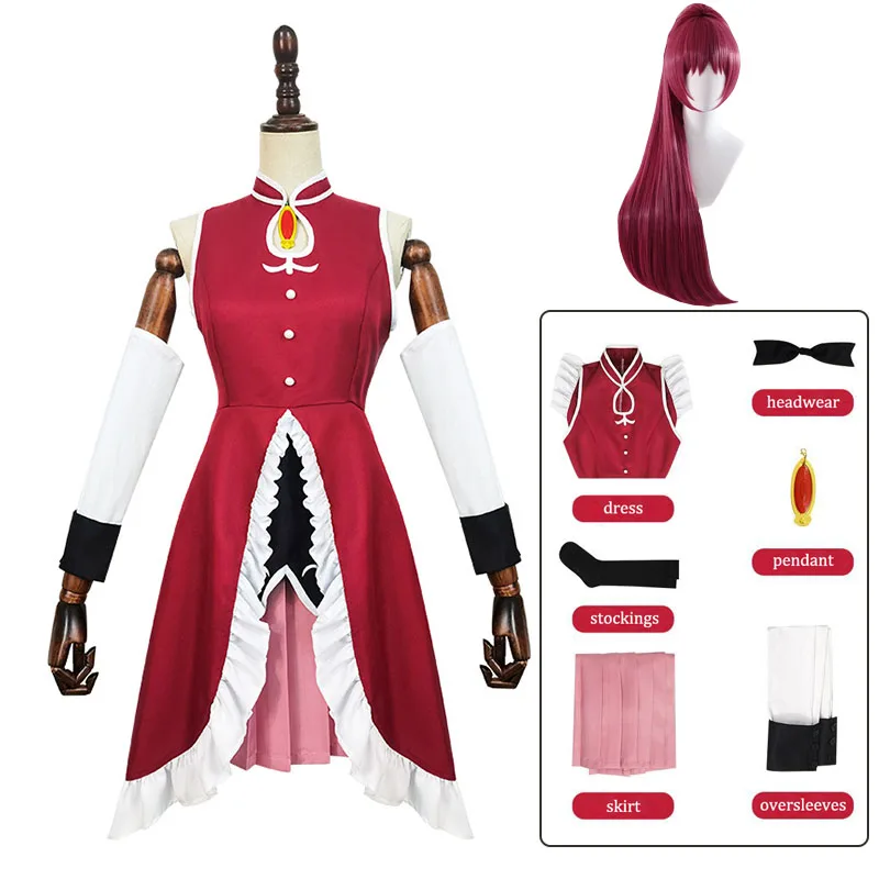 

Puella Magi Madoka Magica Cosplay Sakura Kyoko Costume Kyouko Wig Battledress Combat Suits Dress Women Girls Halloween Outfits