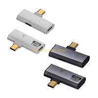 USB C Headphone Charging Adapter 1 in 2 out Type C Adapter 90 Degree USB C 100W Fast Charging USB C Splitter for Phone P9JB
