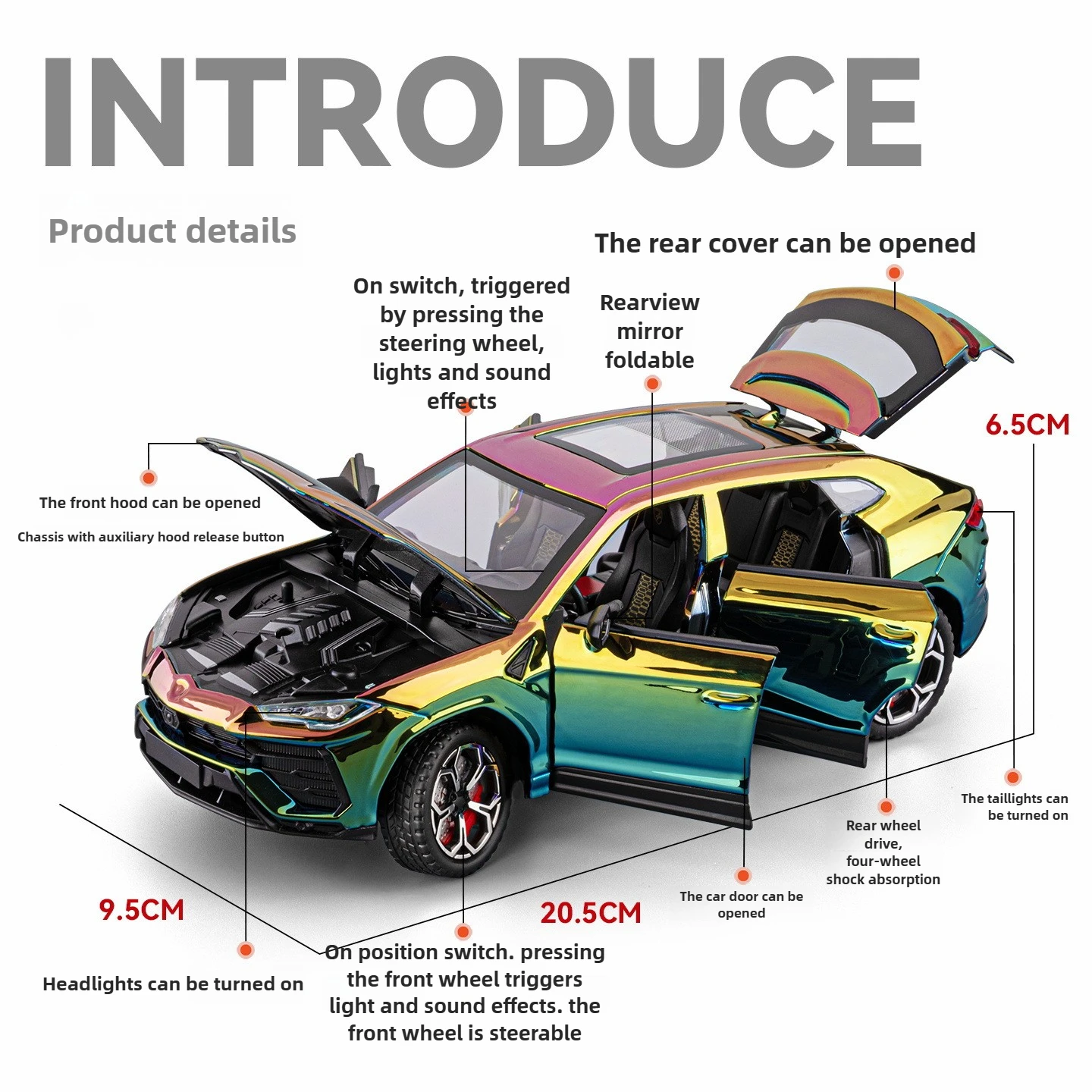 1:24 URUS Bison SUV coche deportivo simulación Diecast Metal aleación modelo coche sonido luz tirar hacia atrás colección niños juguetes regalos