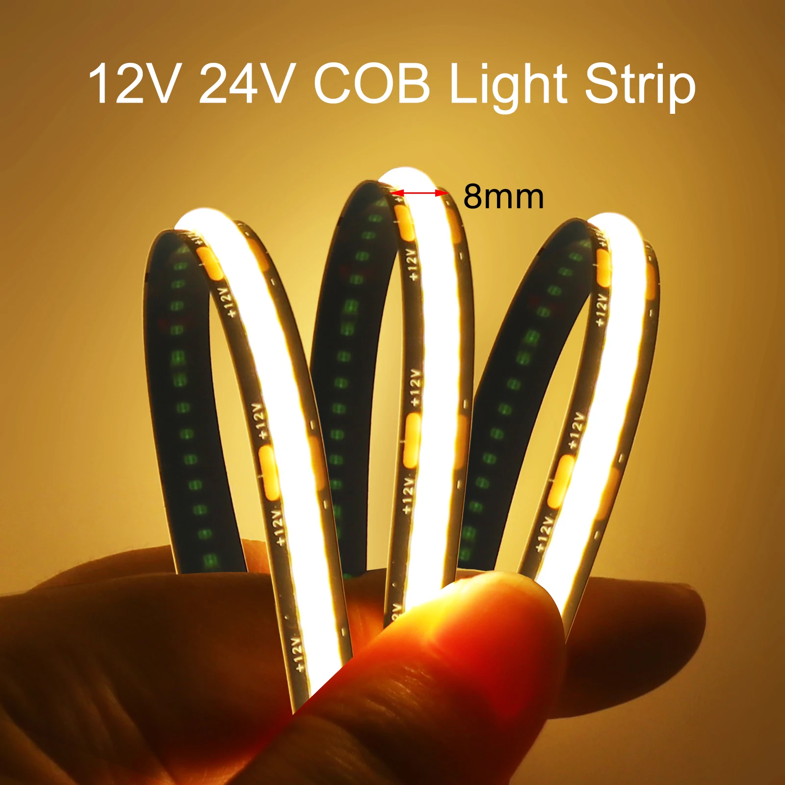

Super Bright COB LED Strip Light 8mm 320LEDs/M Flexible Led Ribbon Warm Nature Cool White Linear Dimmable 12V 24V 1M 5M 10M 20M