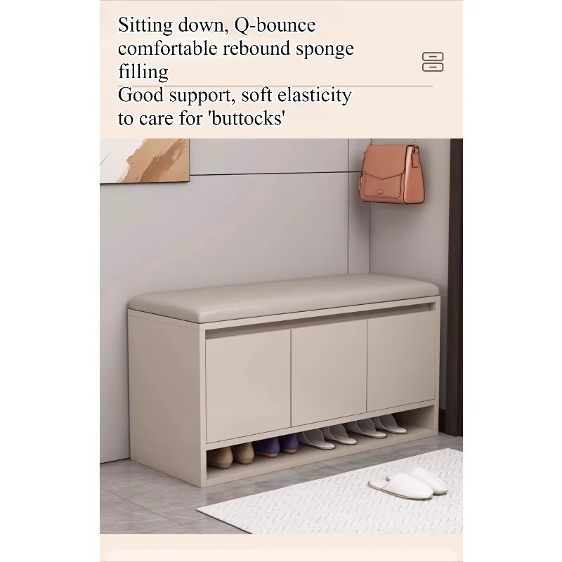 Shoe changing stool household entrance modern simple shoe stool sitting stool integrated low cabinet dust-proof storage image 6