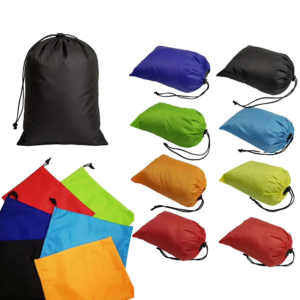 Beach Trips Camping Trips Ultralight Shoe Bag Drawstring Pouch Lightweight Outdoor Storage Bag Yellow, Red, Green Packs Flat