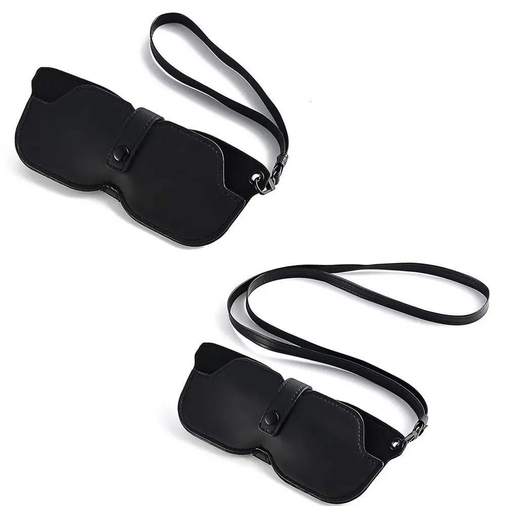 

Fashion Hanging Neck Glasses Storage Bag PU Leather Solid Color Eyeglasses Case Portable with Lanyard Sunglasses Pouch