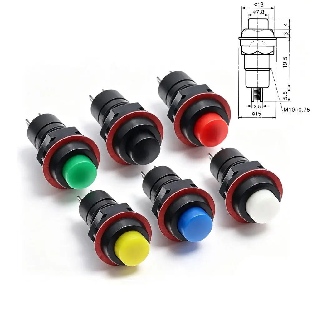 6pcs DS-213 10mm Round Miniature Push Button Switch DS-211 Momentary / Self Locking Round Button Switch Power Switch