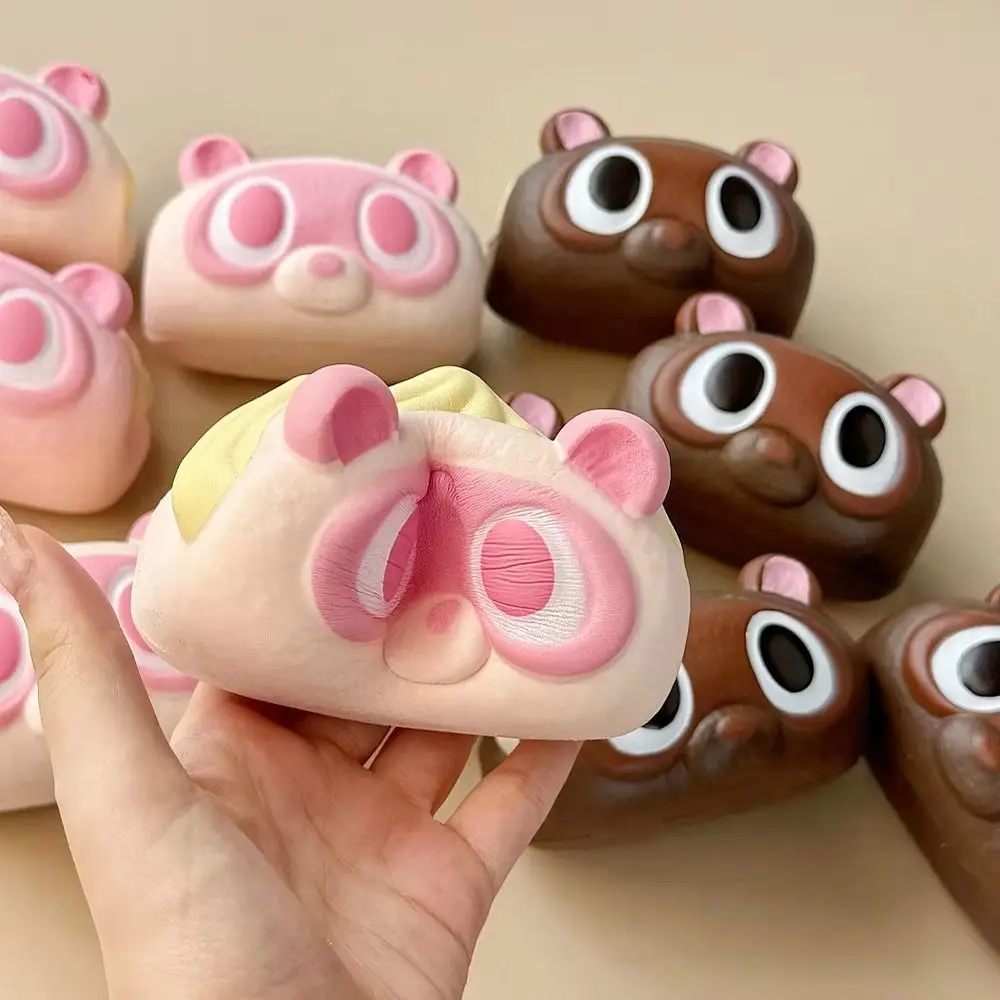 Slow Rising Simulated Raccoon Bread Squeeze Soft Texture Foam Raccoon Squishy Toy Pinch Finger Suction Sensory Fidget Toy