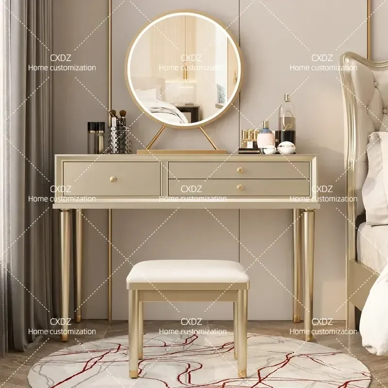 Solid wood light luxury dresser bedroom small apartment American dressing writing table modern simple household ins style
