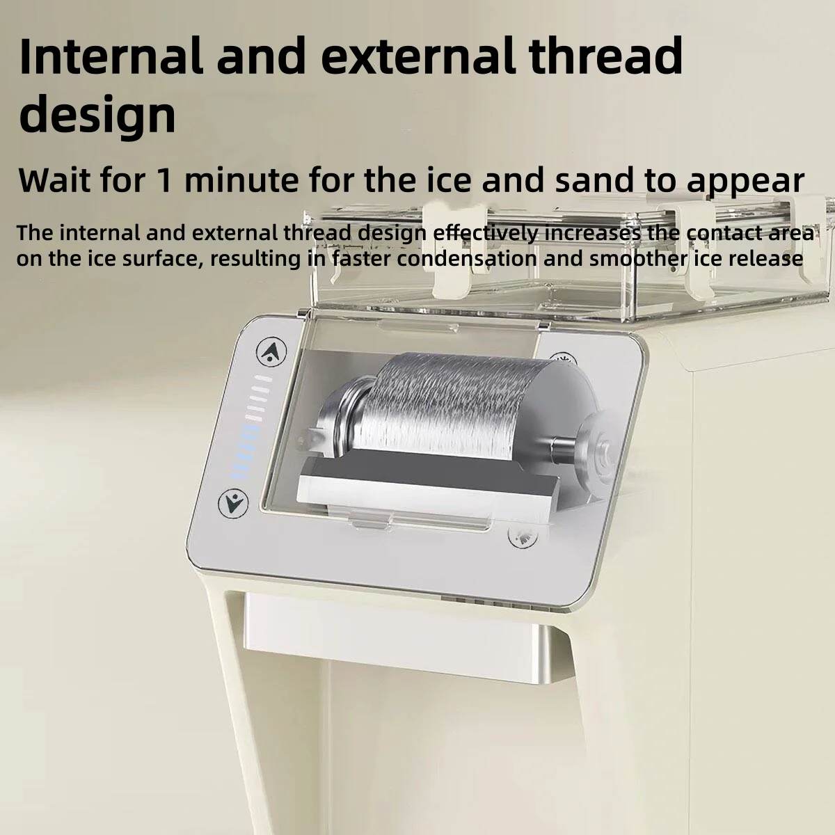 Electric Shaved Ice Maker 30KG, Commercial Snow Cone Machine with Fast Ice Making, Fully Automatic Nugget Ice Machine for Home B image 3