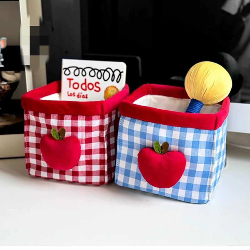 Korea Storage Basket Cute Apple Foldable Storage Organizer Miscellaneous Basket Home Bedside Table Snack Box Christmas Supplies