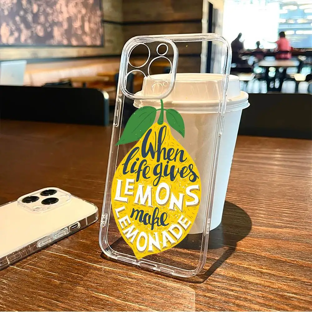 Custodia per telefono Summer Fruit Fresh Lemon per iPhone17,16,15,14,13,12,11 Plus, Cover morbida e trasparente Pro Max